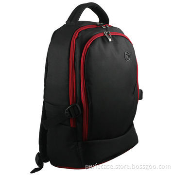 Promotional laptop backpack, 14", black with red zip lining for decoration, competitive price